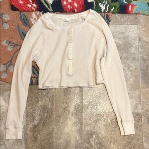 Good American Cropped Thermal Fitted Henley Top